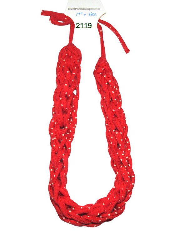 F2119 Chunky Finger Knit Adjustable Tie Necklace