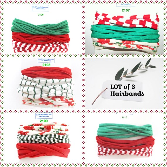 Holidays! Card of 3 Comfortable Christmas Hair Bands X2106-10