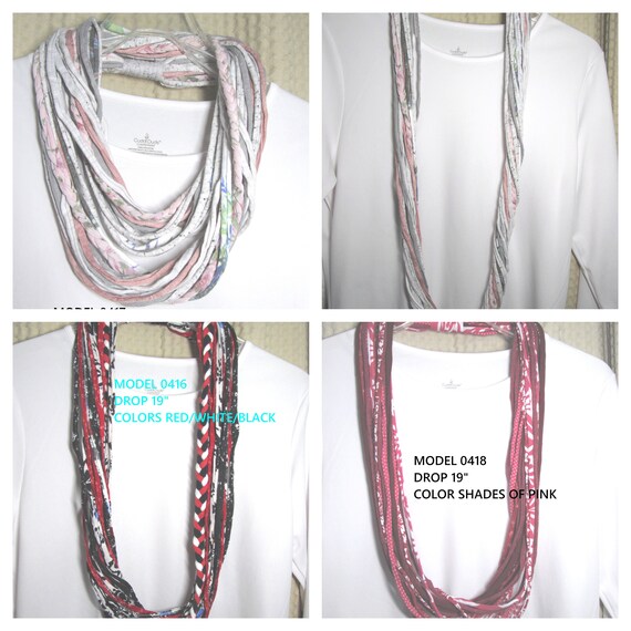 R0416-18 Fabric Necklace T-Shirt Yarn Infinity Scarf * Long