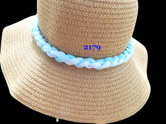 F2179 1/2" Wide Round Braided Hat Band Spa Blue * Soft * Stretchy