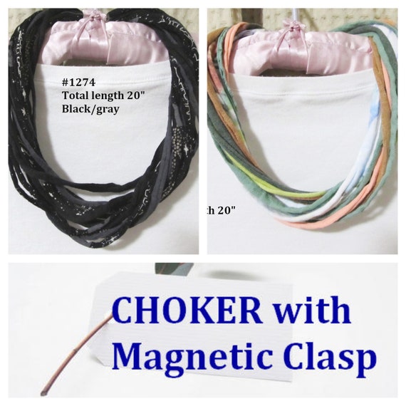 R1274.75 Fabric Choker T-Shirt Yarn Necklace Magnetic Clasp 20"
