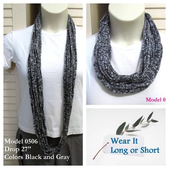 F506 Wear Long or Short! Fabric Infinity Necklace T-Shirt Scarf