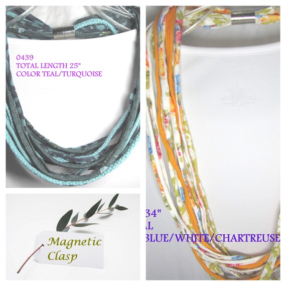 R0439-40 Fabric Necklace T-Shirt Yarn Scarf Magnetic Clasp