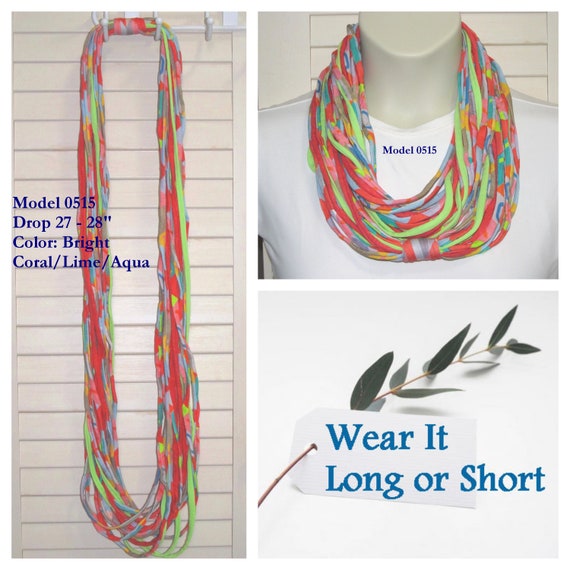 F515 Wear Long or Short! Fabric Infinity Necklace T-Shirt Scarf