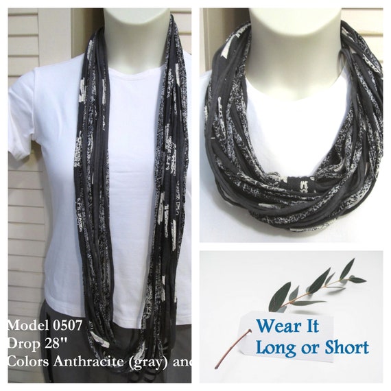 F507 Wear Long or Short! Fabric Infinity Necklace T-Shirt Scarf