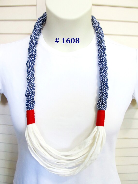 R1608 Unique Soft Lightweight Fabric Necklace - Patriotic
