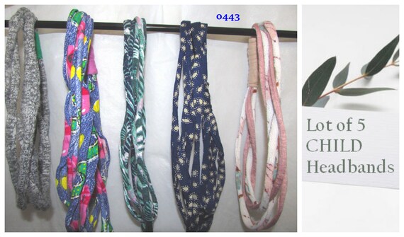 R0443 5 Pack! Multi-Use Fabric Hair Band Headband CHILD