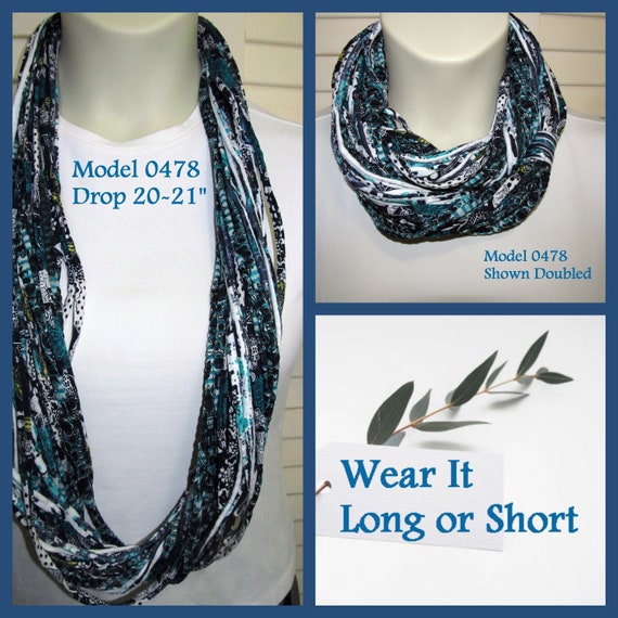 F478 Wear Long or Short! Fabric Infinity Necklace T-Shirt Scarf