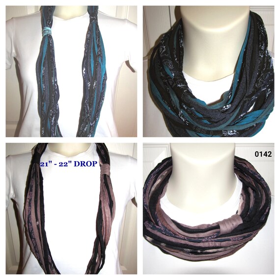 R0139 0142 Wear Long or Short! Fabric Necklace T-Shirt Infinity Scarf