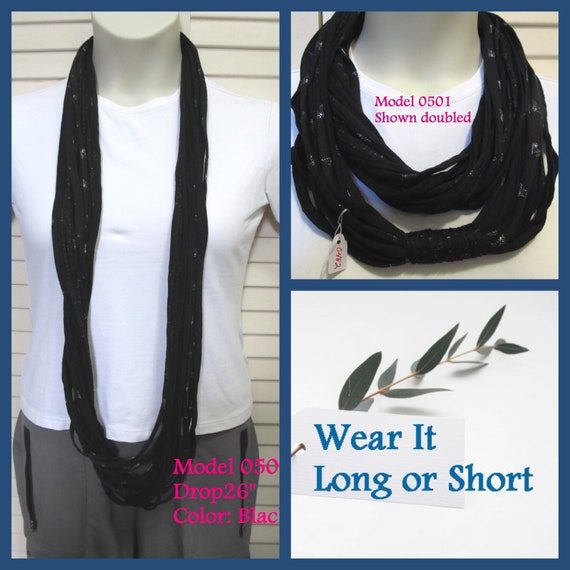 F501 Wear Long or Short! Fabric Infinity Necklace T-Shirt Scarf