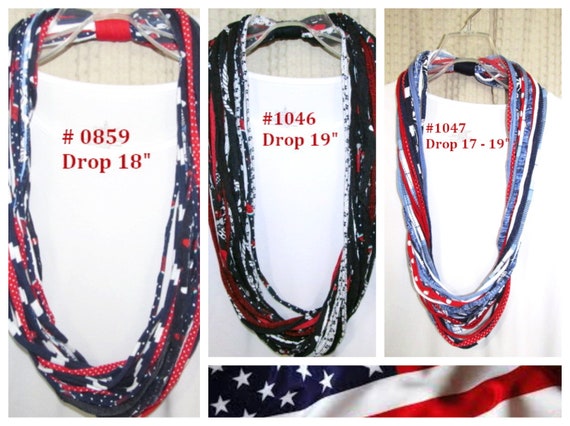 R0859 1146-47 Red/White/Blue PATRIOTIC Fabric Necklace T-Shirt Infinity Scarf