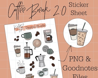 Coffee Hand Drawn Digital Bullet Journal Stickers, Coffee To Go Cup Planner Icons, K Cup Coffee Pods Goodnotes PNG Digital Memory Keeper