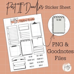 Postez ses autocollants de Journal de balle numérique dessinés à la main, Doodle Planner Icons, To Do List Goodnotes PNG Clipart Digital Memory Keeper
