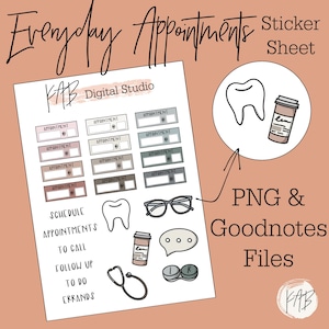 Citas pegatinas de diario de balas digitales dibujadas a mano, iconos de planificador de doctor dentista, citas de Dr. Goodnotes PNG Clipart Digital