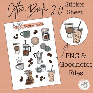 Coffee Hand Drawn Digital Bullet Journal Stickers, Coffee To Go Cup Planner Icons, K Cup Coffee Pods Goodnotes PNG Digital Memory Keeper