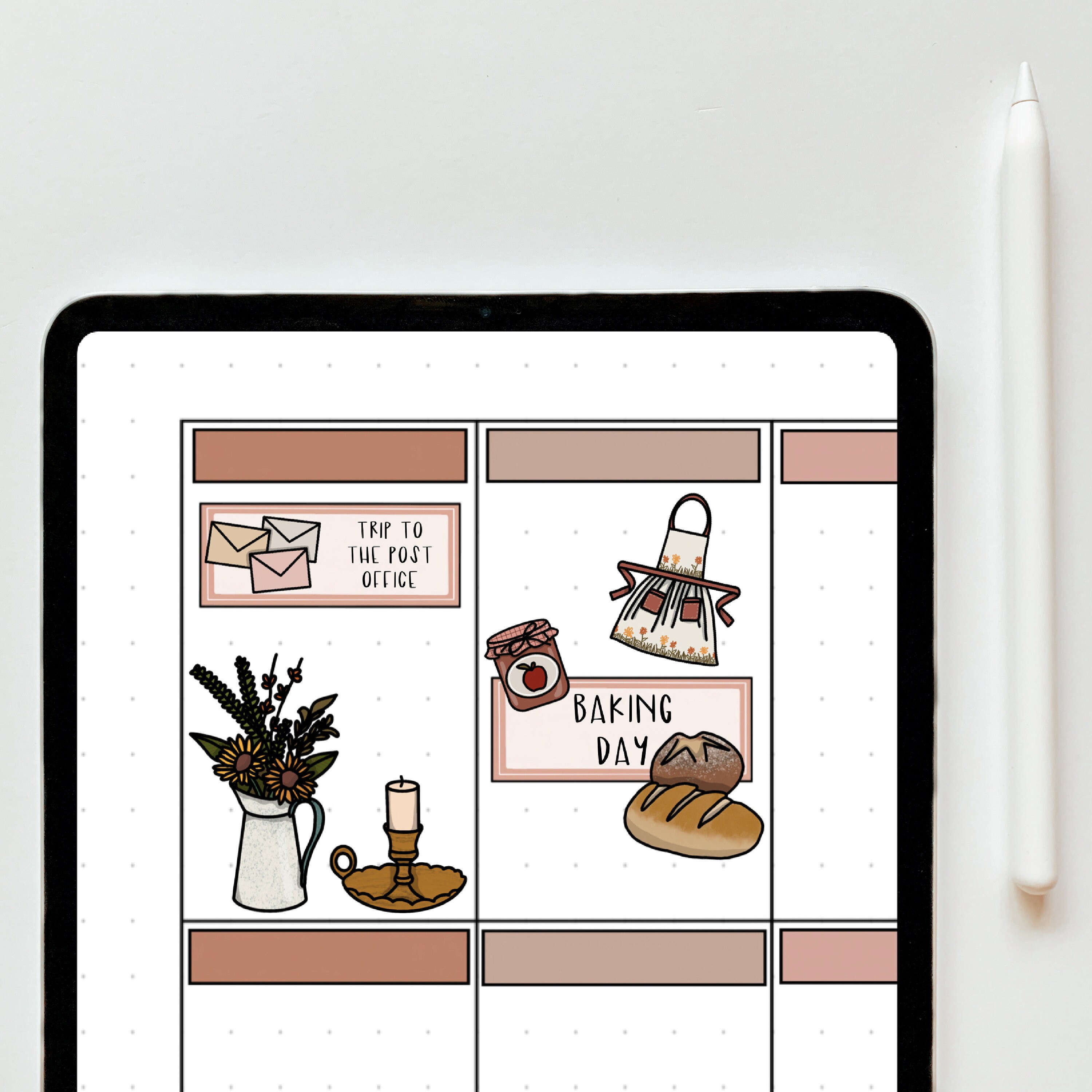 Cottagecore Hand Drawn Digital Bullet Journal Stickers, Cottage Living ...