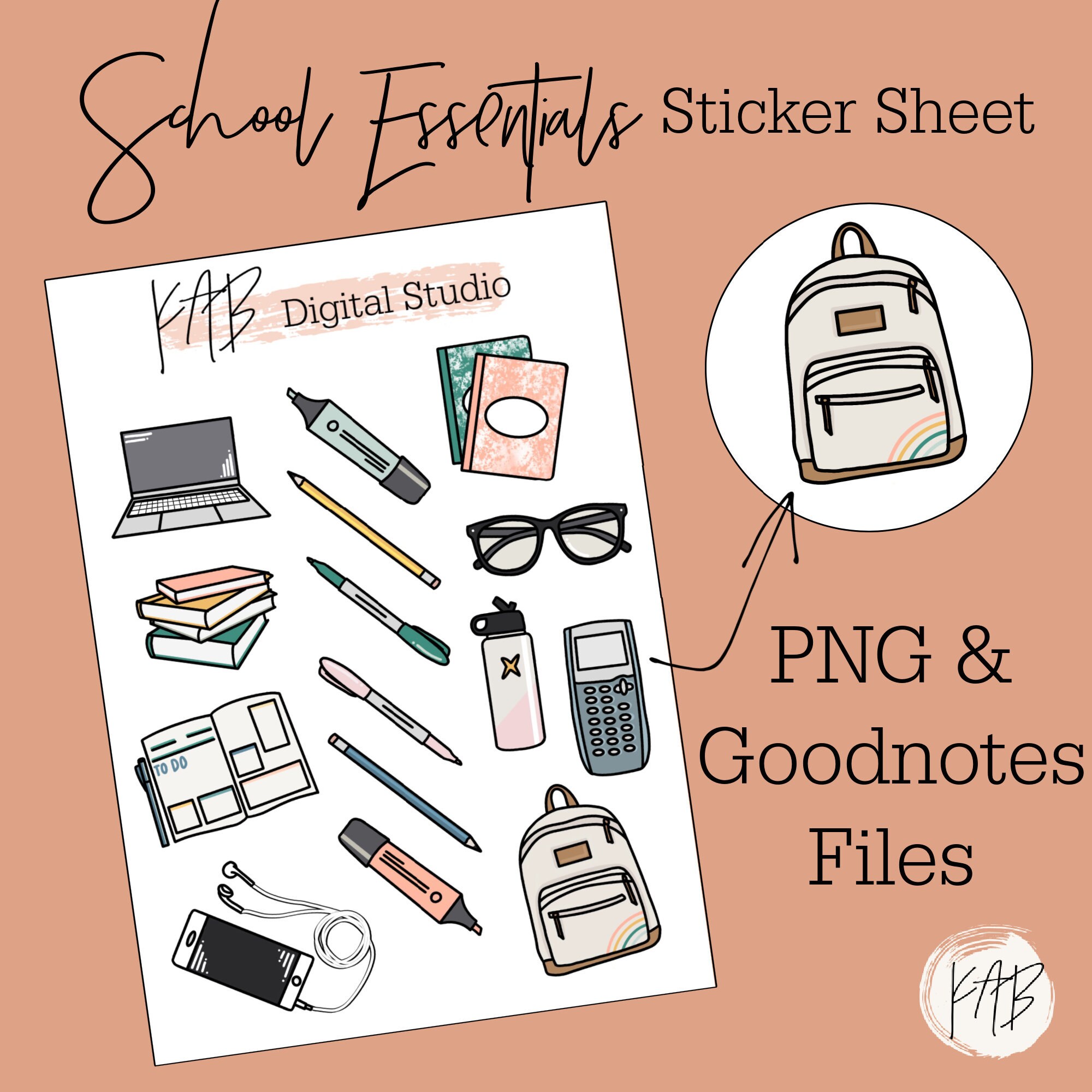 School Hand Drawn Digital Bullet Journal Stickers, Printable Back to School Planner Icons ...