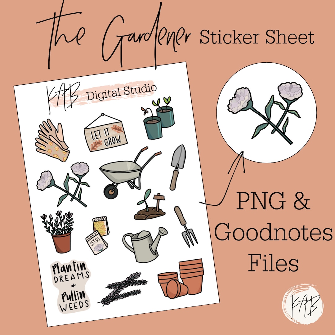 Gardening Hand Drawn Digital Bullet Journal Stickers, Printable Planting Planner Icons, Yardwork ...