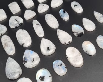 Natural Rainbow Moonstone Cabochon, Loose Gemstone for Jewelry