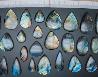 AAA+ Labradorite Cabochon: Teardrop & Oval Blue Gemstones