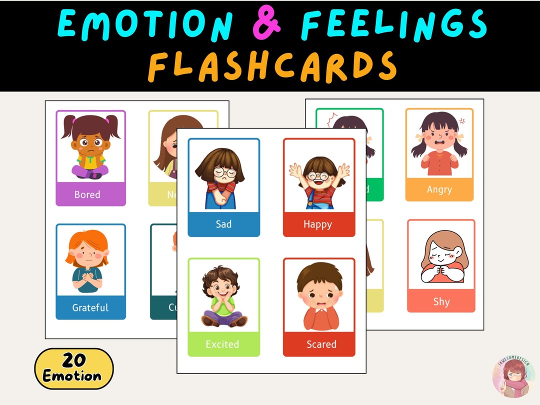Emotions & Feelings Flashcards for Kids Montessori Materials ...
