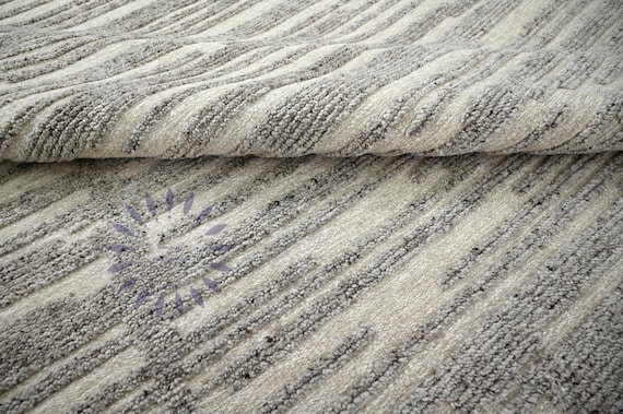 Scandinavian Modern Abstract Handknotted Woollen Rug, Textured Design, Home Decor Living Room Rug, Bedroom Rug,