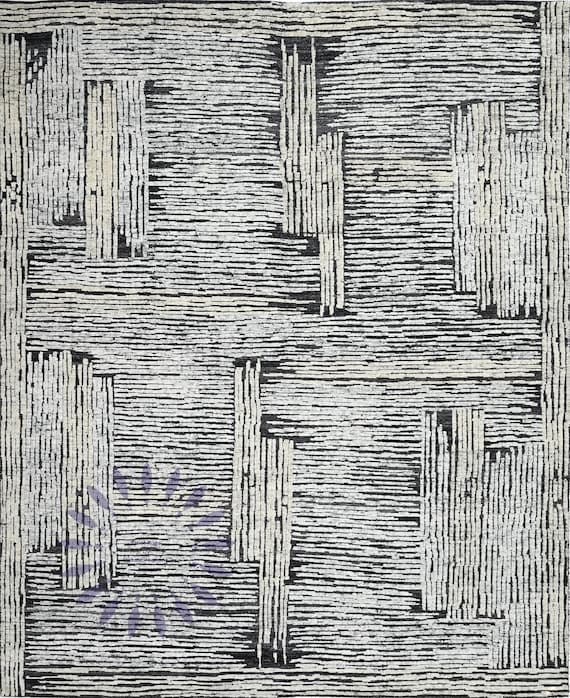 Black and White Abstract Rug, Modern Geometric Design, Contemporary Home Decor, Living Room & Bedroom Rug