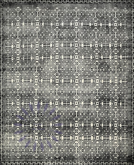 Modern Abstract Black and White Geometric Rug: Chic Wool Bohemian Rug for Living Room or Bedroom