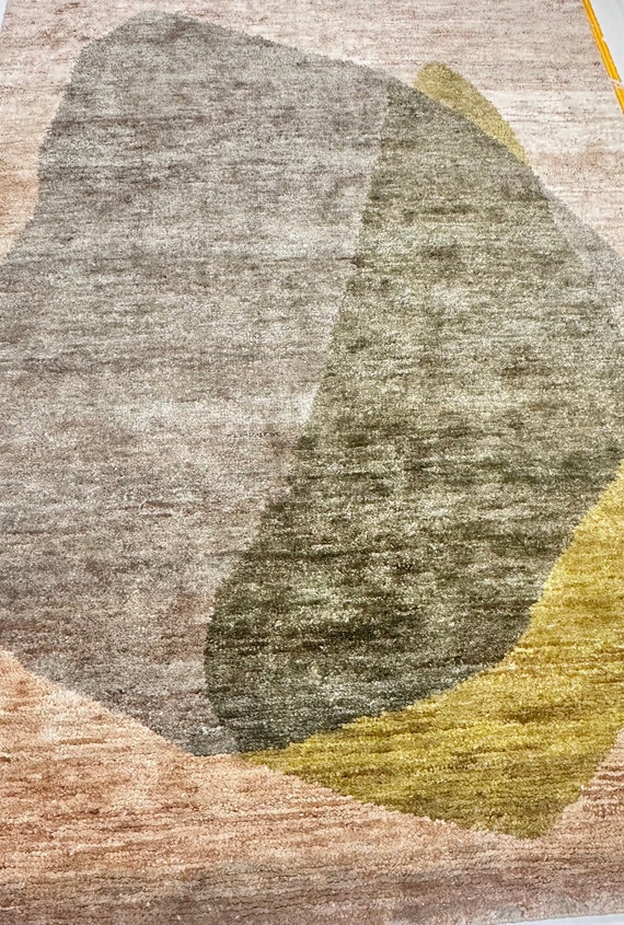 Natural Dyed Handknotted High Pile Jute Rug In Abrash Color Textured and Unique, Perfect for Modern Home Decor