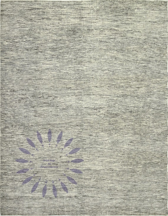 Bohemian Hand-Knotted Rug - Neutral Tone Area Rug with Textured Abstract Design for Contemporary Living Room