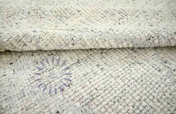Textured Wool Rug, Neutral Tones & Natural Fiber Rug, Bohemian Style, Eco-Friendly, Living Room Rug, Bedroom Rug