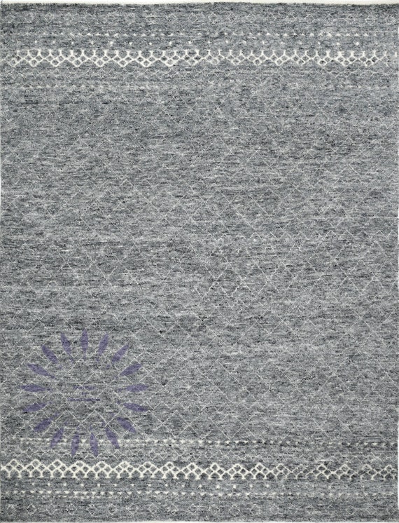 Bohemian Diamond Wool Rug - Geometric Pattern, Handcrafted 9x12 for Living Room or Bedroom on sale etsy