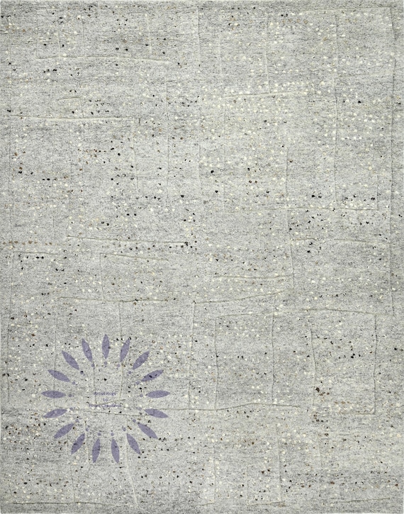 Modern Abstract Bohemian Hand-Knotted Neutral Tone Wool Rug Textured Design, Contemporary Home Decor, Living Room Rug