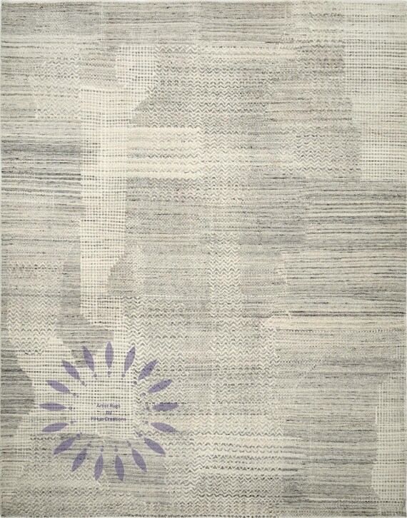 Vintage-inspired Hand-Knotted Nordic Tribal Rug with Abstract Geometric Design for Living Room, Bedroom, or Office