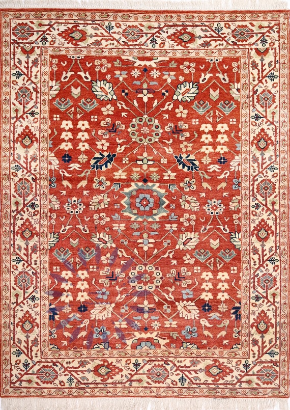 Handmade 8x10 Vintage Design Unique Quality Hand Knotted Fine Exquisite Heriz Rug by Pihue Rug ID 03