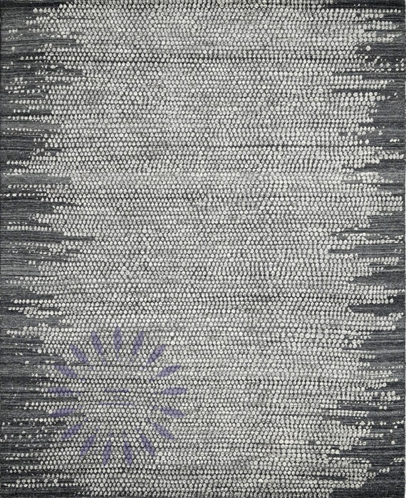 Modern Gray Hand knotted Rug with Textured Pattern - Neutral Contemporary Area Rug for Living Room or Bedroom Décor