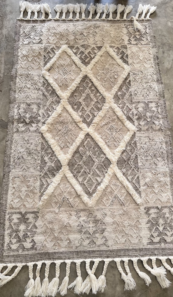 Handmade Bohemian Flatweave Jute Natural Plush Fibre Rug Custom made to Size on sale