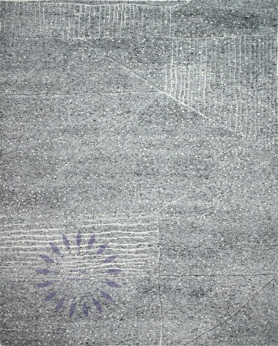 Elegant Hand-Knotted Wool Rug, Neutral Abstract Design, Textured and Unique, Perfect for Modern Home Decor