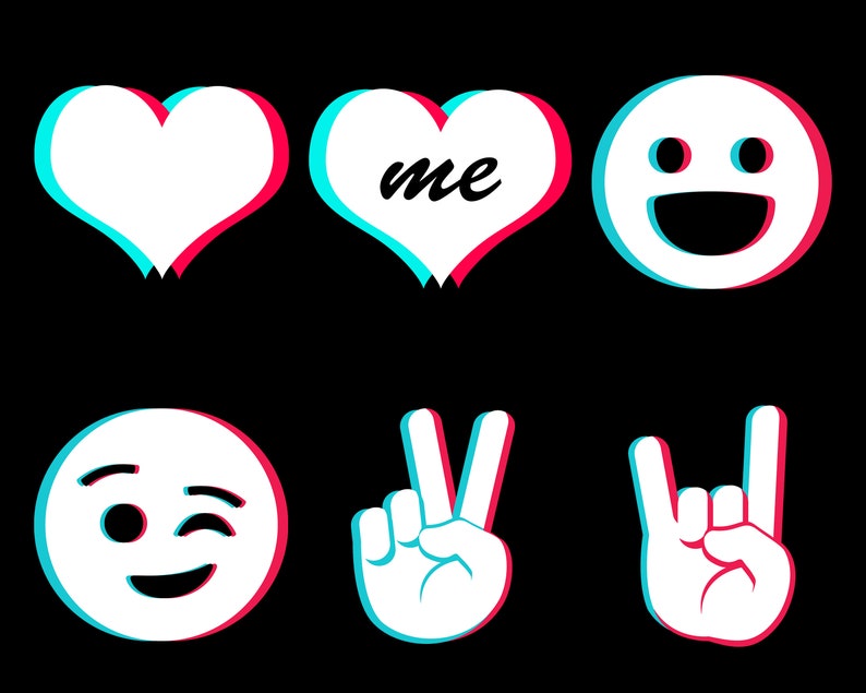 Download Tiktok Bundle SVG PNG JPG Files Total 12 Emojis 6 Black | Etsy