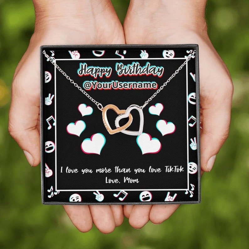 Personalized Tiktok Birthday Interlocking Hearts Necklace Etsy