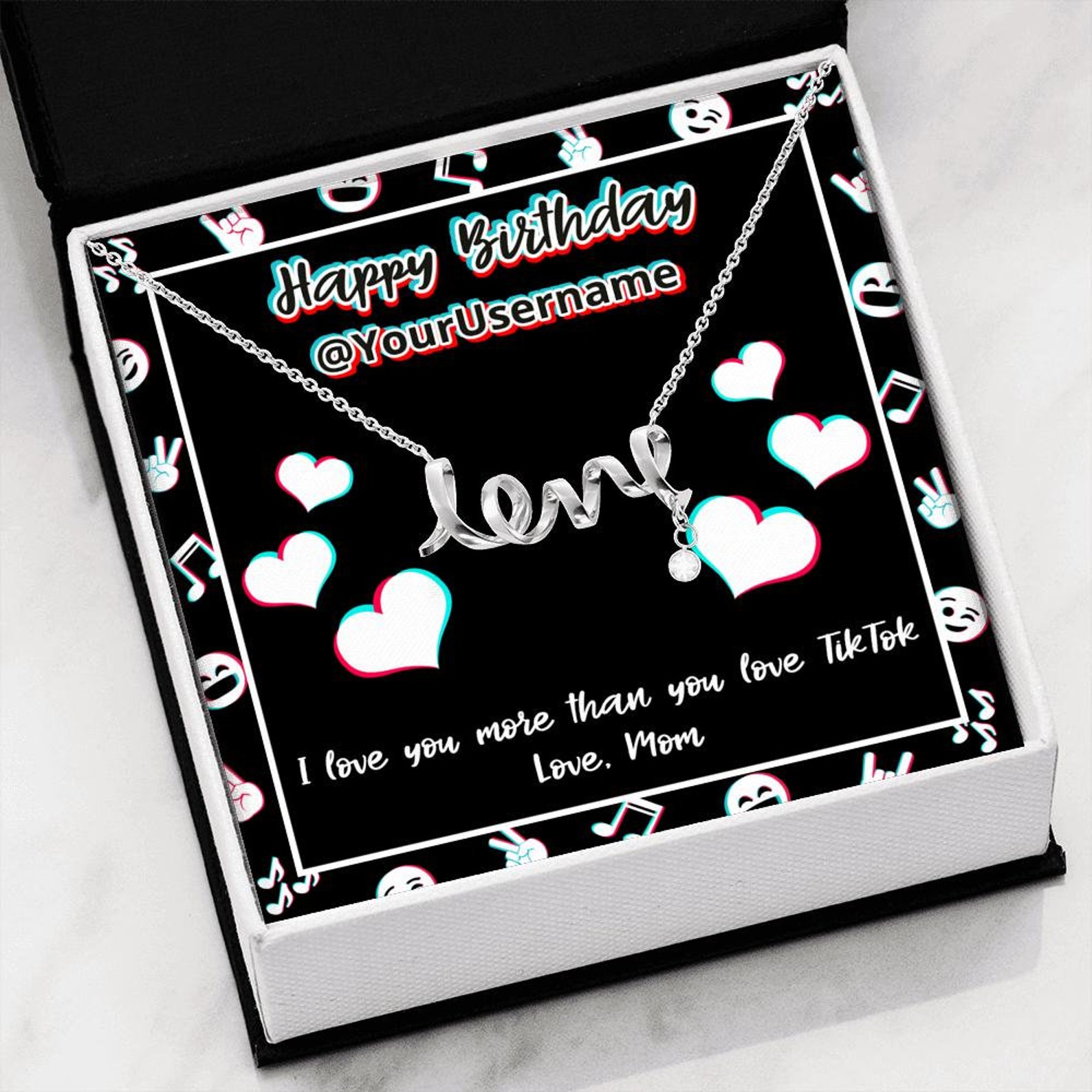 Personalized Tiktok Birthday Love Word Necklace Tik tok Etsy