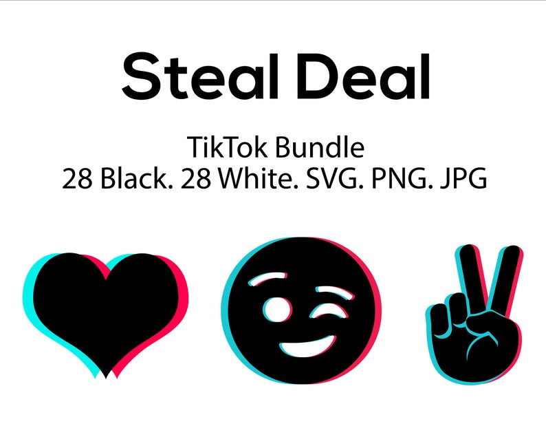 Download Tiktok Bundle SVG PNG JPG Files Total 56 Emojis 28 Black ...