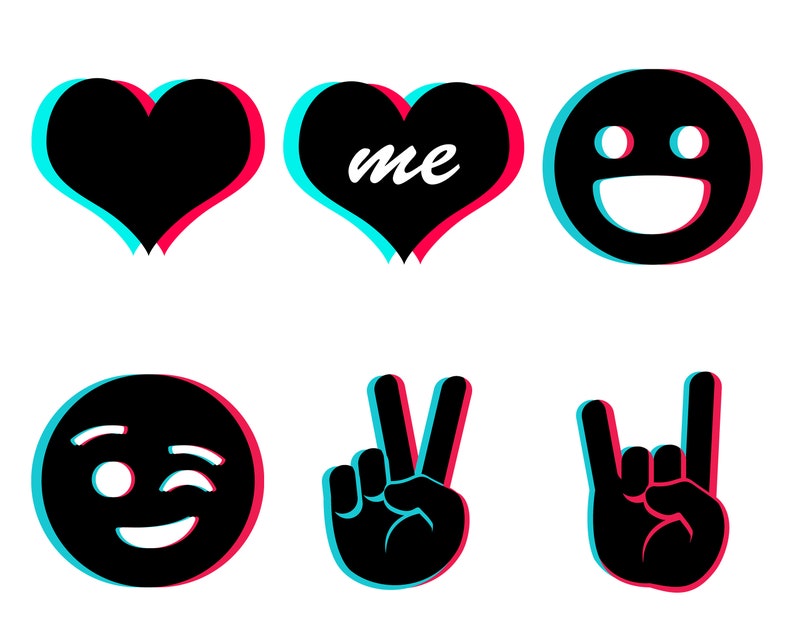 Download Tiktok Bundle SVG PNG JPG Files Total 12 Emojis 6 Black | Etsy