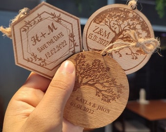Personalized wedding favors, Christmas Ornaments, Custom Wedding Favor, Wooden Wedding Ornaments, Rustic wedding favors, Wood wedding favors