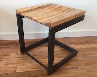 Maple and Steel Modern Stool