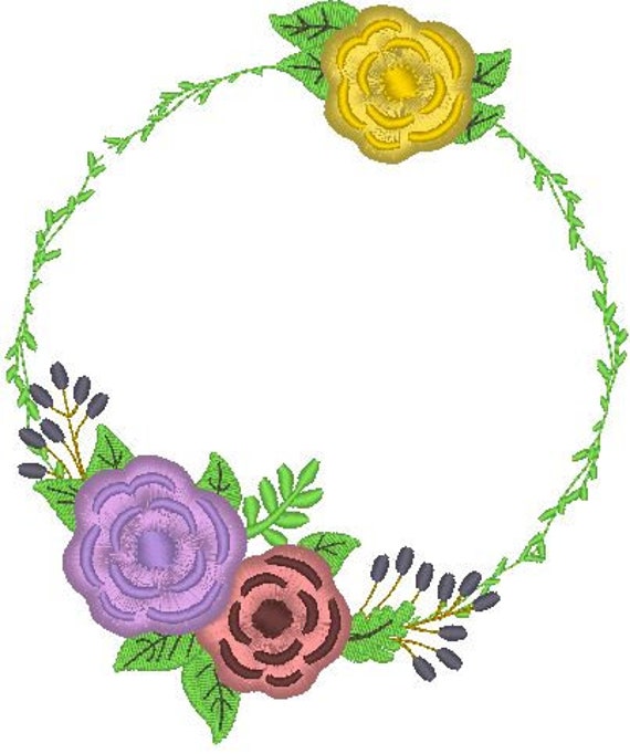 Flower Circle 01 Machine Embroidery Design Instant Etsy