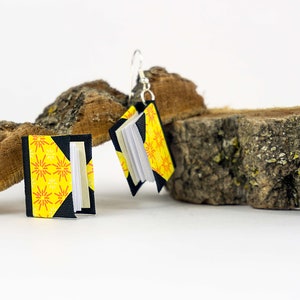 Handbound Northern lights book earrings