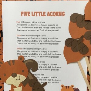 Five Little Acorns  Felt / Flannel Board / Puppet Set for Literacy and Speech Therapy