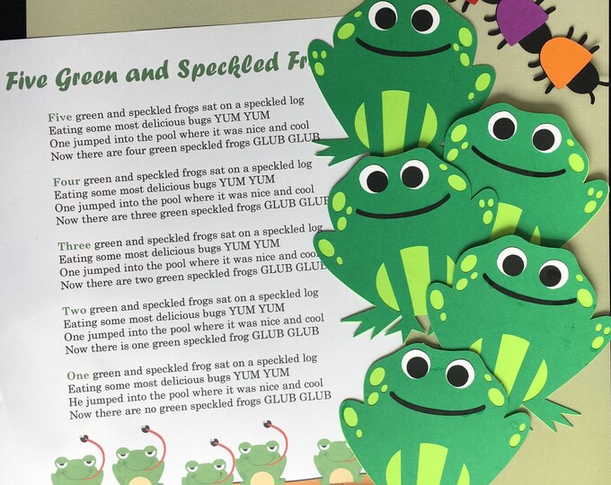 Five Green Frogs Puppet / Felt Board Set for Literacy and Speech Therapy