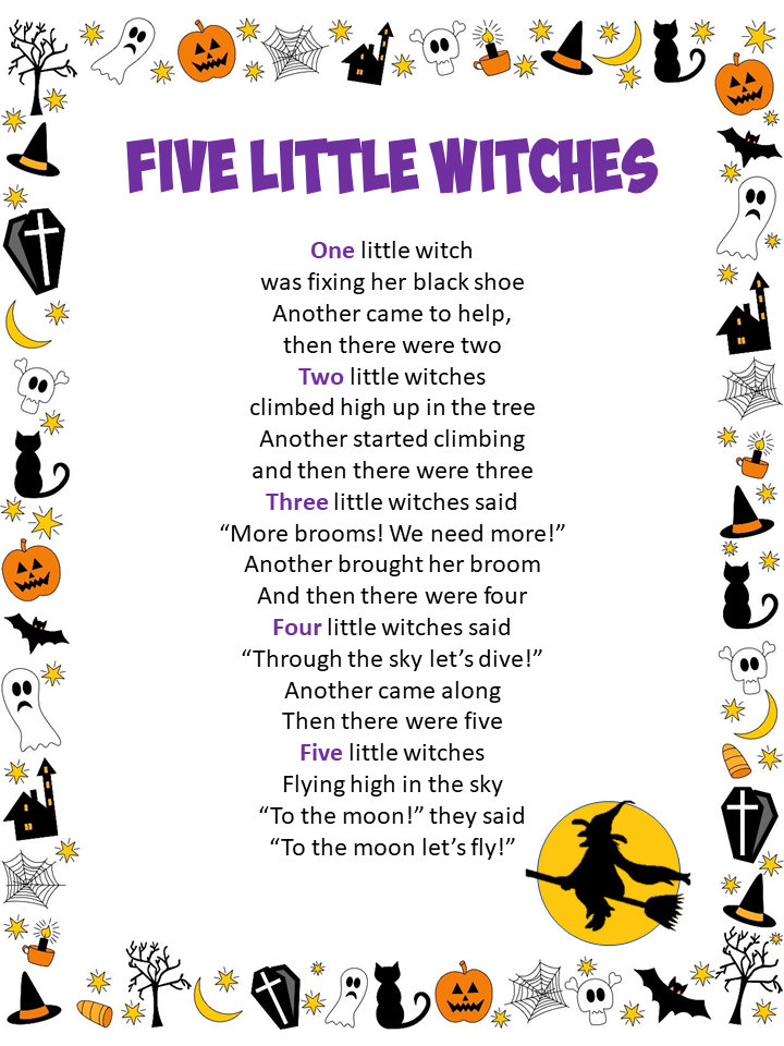 Five Little Witches Felt / Flannel Board / Puppet Set for Literacy and ...